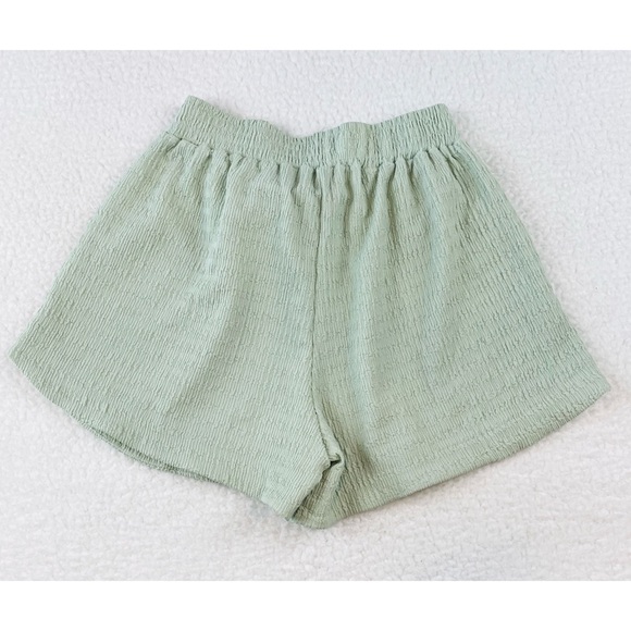 THER STUDIO • Mint Green Textured High-Waisted Mini Shorts - Picture 2 of 8